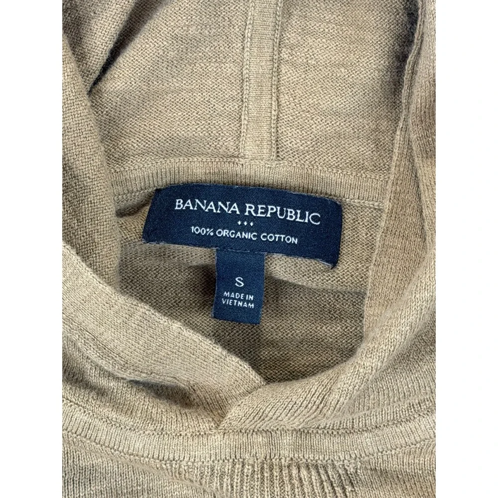 Banana Republic Mens Organic Cotton Hoodie Pullover Sweater Size S Camel Brown